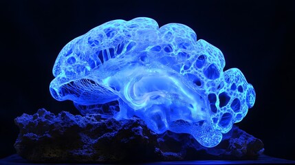 Ethereal Blue Jellyfish with Glowing Tentacles and Soft Lighting