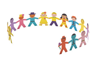 Illustration of Diverse Children Holding Hands in a Circle
