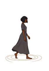 Illustration of Girl Walking on Golden Magic Circle