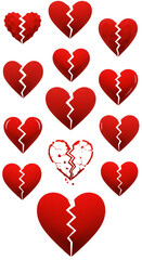 Illustration Of Multiple Broken Hearts On Transparent Background