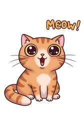 Obraz premium Illustration of Cute Orange Cat Meowing
