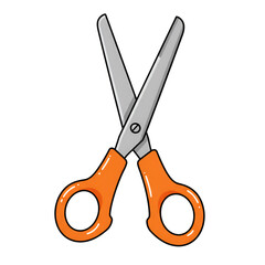 Illustration of Open Orange Scissors With Transparent Background