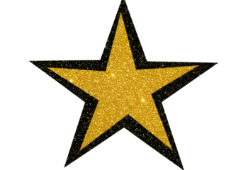 Illustration of Golden Glitter Star on Black Background