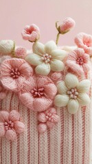 Pink Pastel Tablet Stand with Knitted Cover and Flowers
