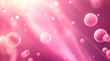 Floating Soap Bubbles on a Glowing Pink Background with Bokeh