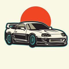 Car Vector Illustration For Conceptual Design. Suitable for posters, stickers, t-shirt prints, and banners.	
