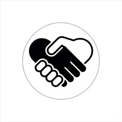 Fototapeta premium Black and white icon of two hands shaking forming a heart shape handshake agreement