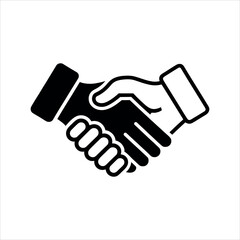 Naklejka premium Black and white graphic icon of two hands shaking in agreement handshake partnership