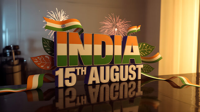 India August celebration with fireworks flags and leaves image