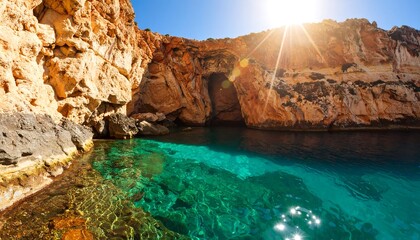 Exploring Rocky Coastline with Turquoise Water on Sunny Day