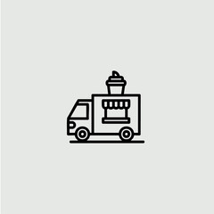 Ice Cream Van icon logo flat vector design