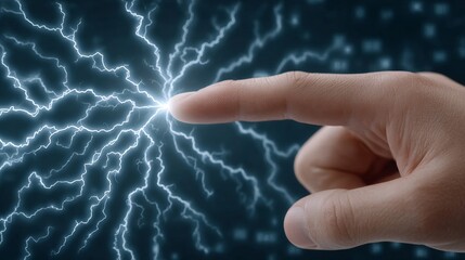 Storm of light a cyberpunk hacker harnessing electric power in a futuristic city environment