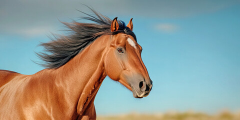 Obraz premium Chestnut Horse with Dark Mane and Tail in Profile