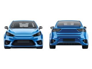 Obraz premium blue car front and back view isolated on transparent background png