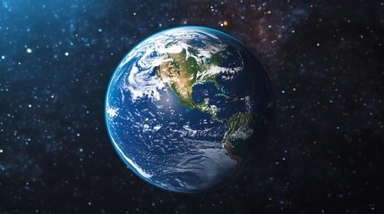 Earth View From Space with North and South America Visualization