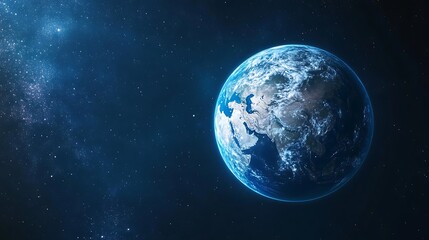 Obraz premium Earth View From Space Showing Continents with a Starry Galaxy Background