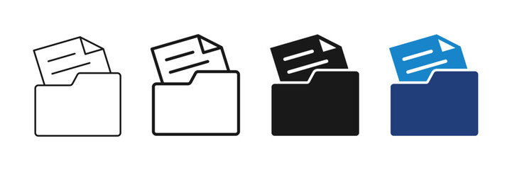 Document Folder Icon Collection. Editable Stroke Vector. silhouette, symbol