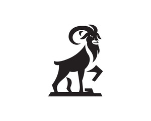 abstract elegant ibex goat stand logo icon symbol design template illustration inspiration