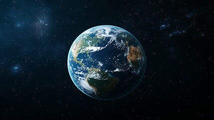 Fototapeta premium Earth From Space with Stars and Galaxy Background View