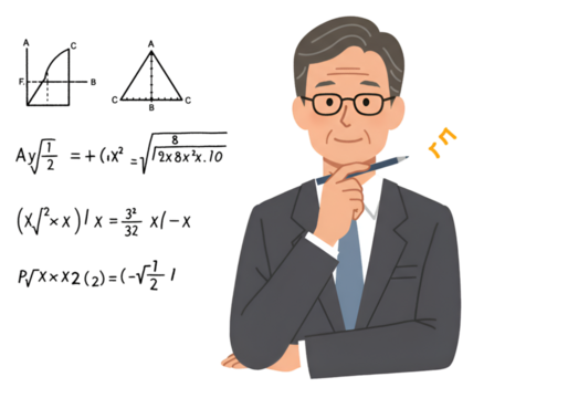 Illustration of Thinking Businessman on Transparent Background