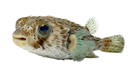 Porcupinefish with spikes inflated isolated on transparent background