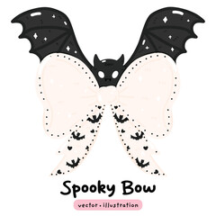 Spooky Halloween Bows Vector, Festive Holiday Ribbons illustration, Cute Spooky Bow