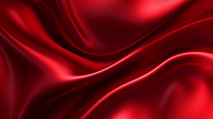 Obraz premium Waving Red Silk Fabric Background with Elegant Drapes and Smooth Texture