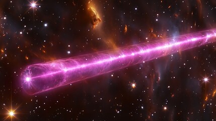 A vibrant, glowing, tubular structure in deep space.