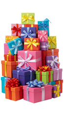 Obraz premium Colorful Gift Boxes Stacked on Black Background Photo