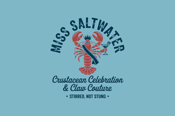 Obraz premium Miss Saltwater Lobster Logo Vintage Vector Muted Colors