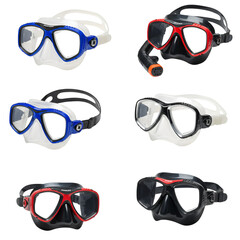 Illustration Set of Diving Masks in Various Colors