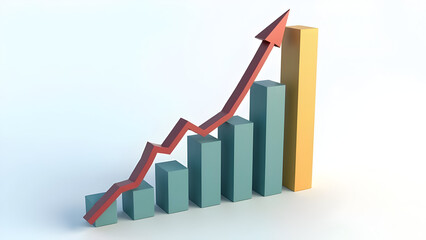 Obraz premium Profit analysis with 3D arrow pointing up