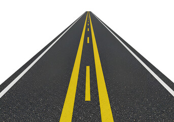 Asphalt Road with Yellow and White Lines 3D Illustration