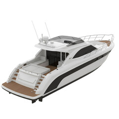 3D illustration of a luxury yacht isolated on black bg