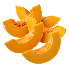 Close-up Illustration of Sliced Butternuts with Black Background