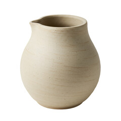 Cream Colored Pottery Pitcher Isolated on Black Background Photo