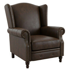 Illustration of Luxurious Brown Leather Wingback Chair