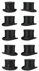 Black Top Hats 3D Illustration