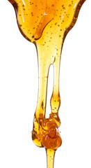 Honey Dripping Illustration with Bubbles and Details on Black Background