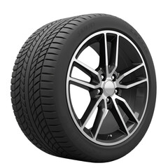 Fototapeta premium Photo of a Black Car Wheel and tire