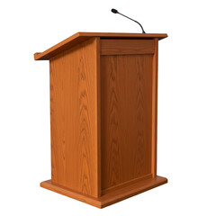 Wooden Podium with Microphone - Illustration