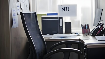 Modern office workspace empty chair desk