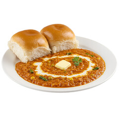 Photo of Traditional Pav Bhaji Dish with Butter on White Plate