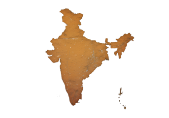 Illustration of a Map of India Isolated on a Black Backdrop