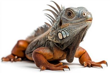 Obraz premium Closeup of a green iguana with scales in an exotic wildlife setting, perfect for nature enthusiasts