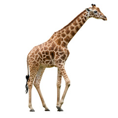 Obraz premium Photo of a Towering Giraffe on Black Background