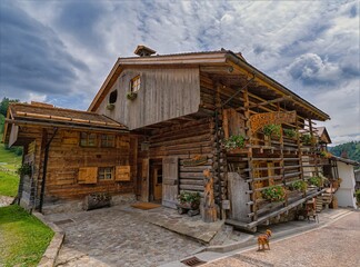 old wooden house, Sauris, Friuli-Venezia Giulia, Italy, Europe, 12 July 2025