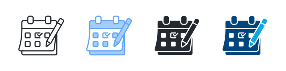 Journaling Icon Set Multiple Style. Designed In Outline, Blue, Glyph, Dual Tone