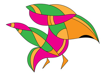 Abstract art "Strange bird in bright colors"