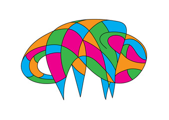 Abstract art "bison in bright colors"